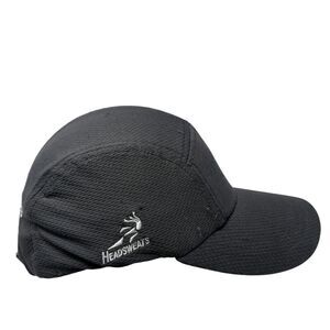 Headsweats Strapback 5 Panel Cap Black One Size Adjustable Embroidered Blank